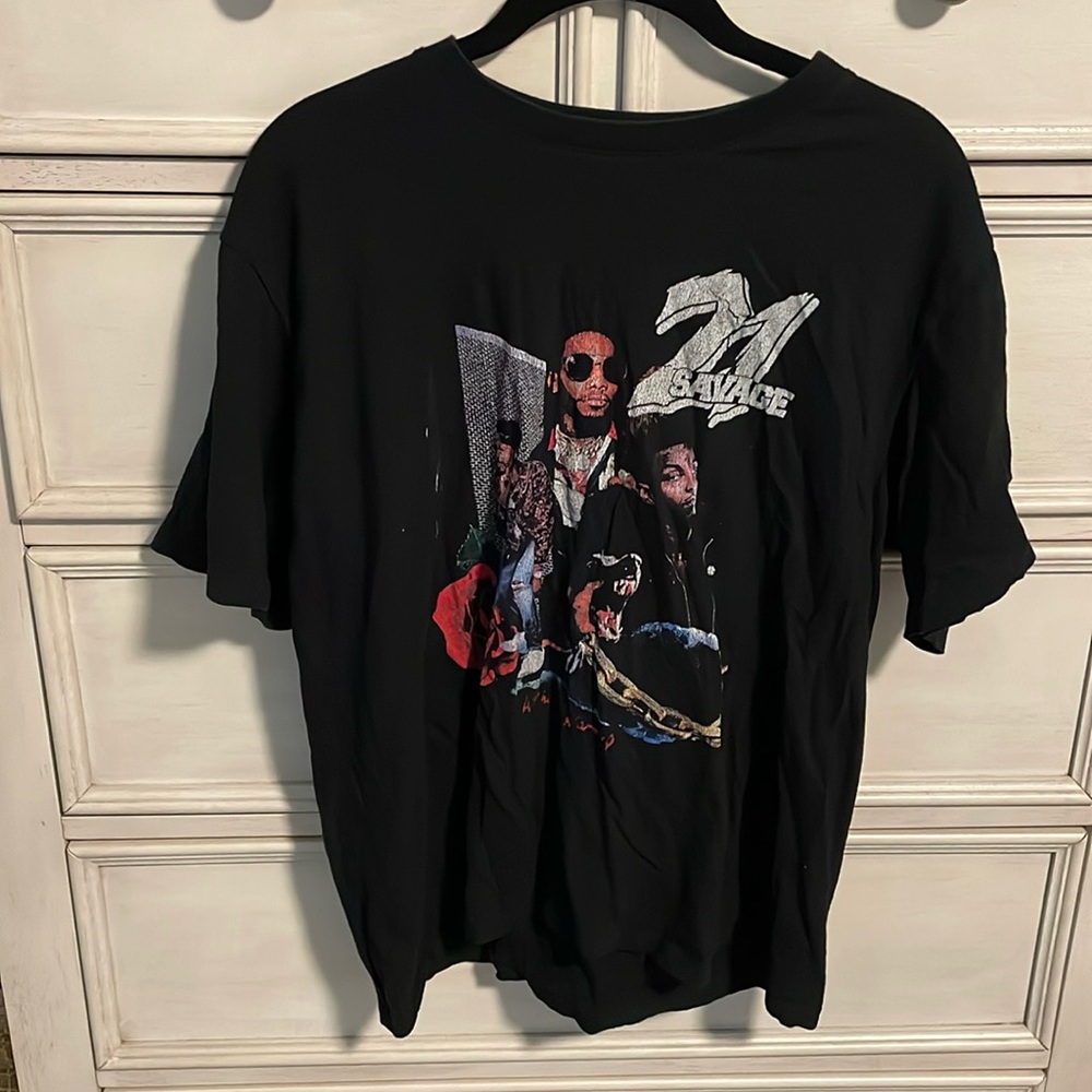 M21 Rapper Music Savage T-Shirts Men Casual Round Neck Cotton Shirt medium